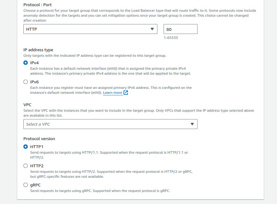 Selecting port and vpc
