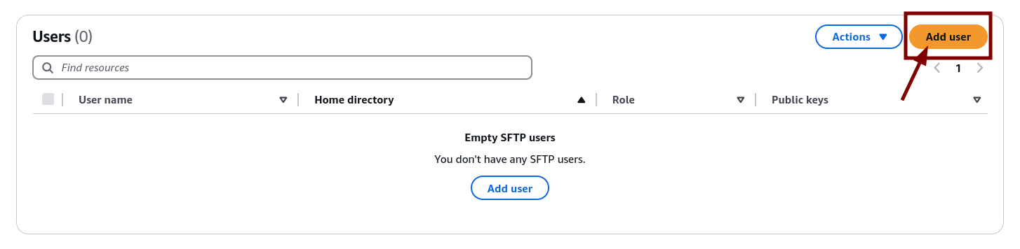 Creating a user for the SFTP server