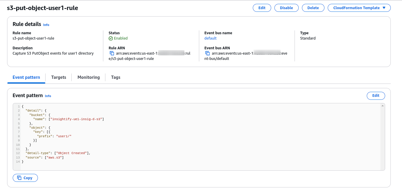 Event Bridge Rule -Event Pattern S3 Put Object