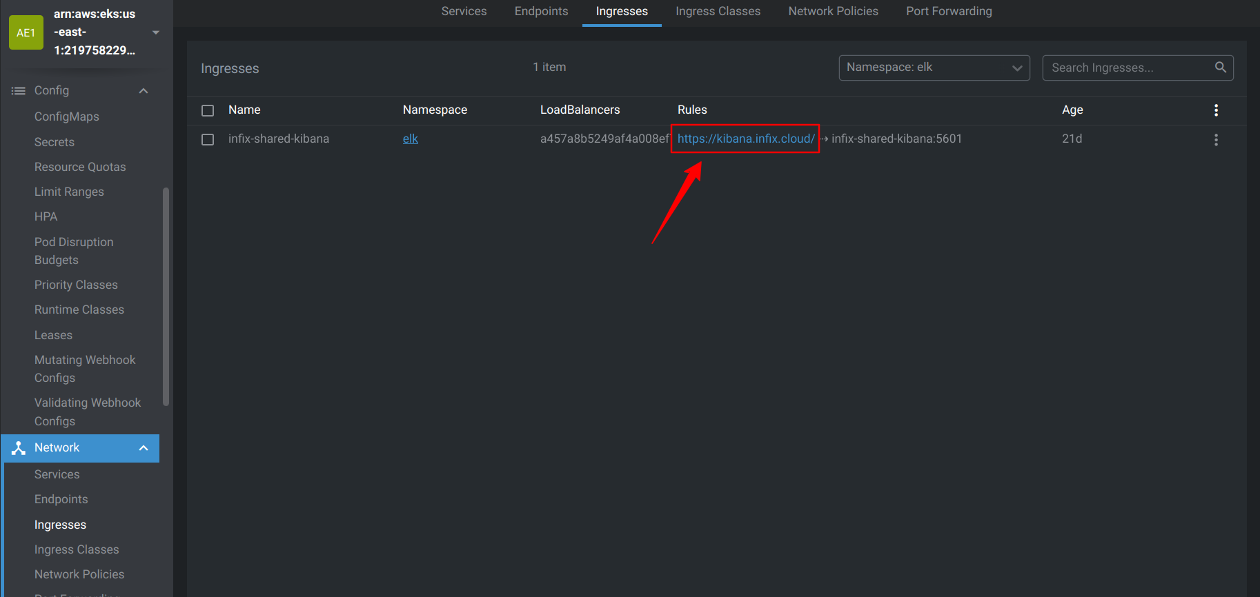 Kibana Ingress Value