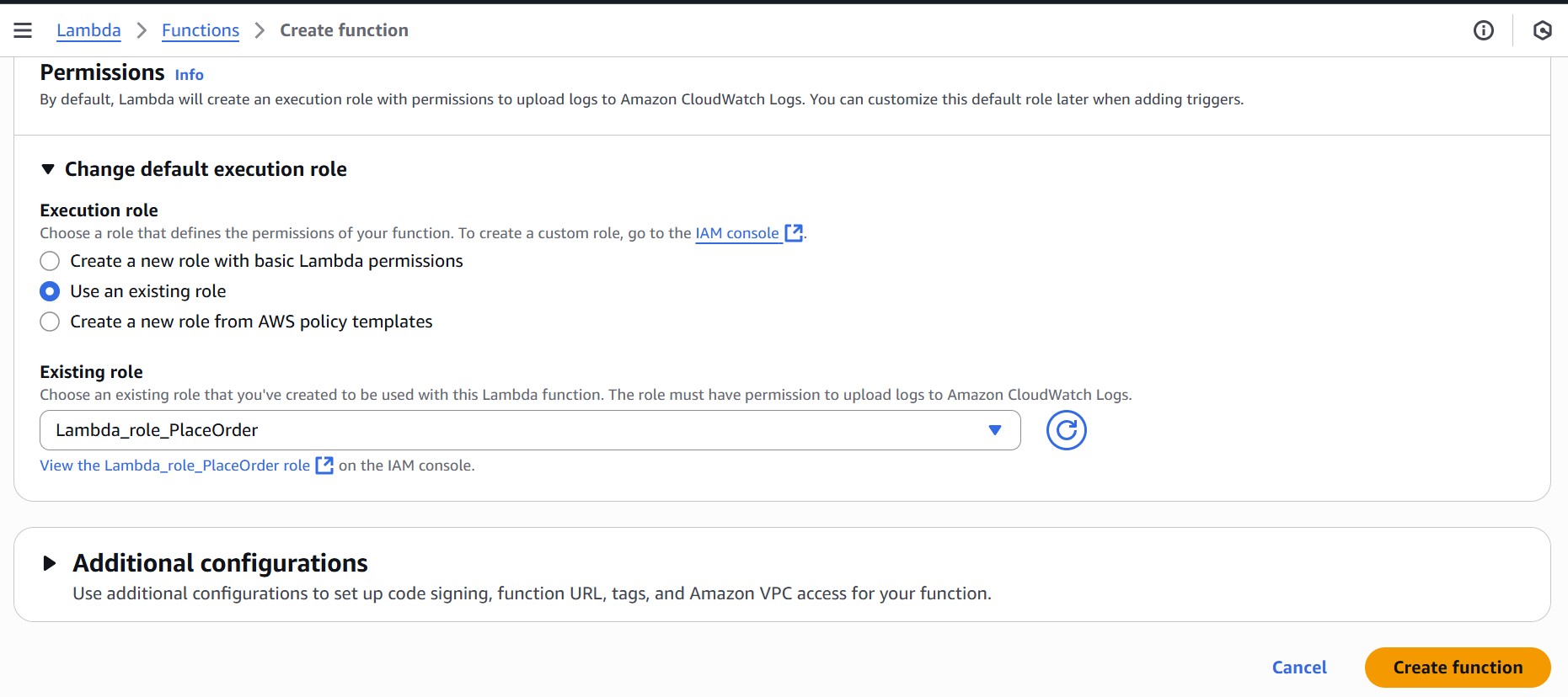 Attach The Role To Lambda That Allows SNS publishing