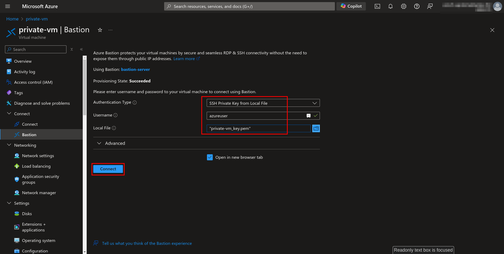 Use previously downloaded private key file for authentication