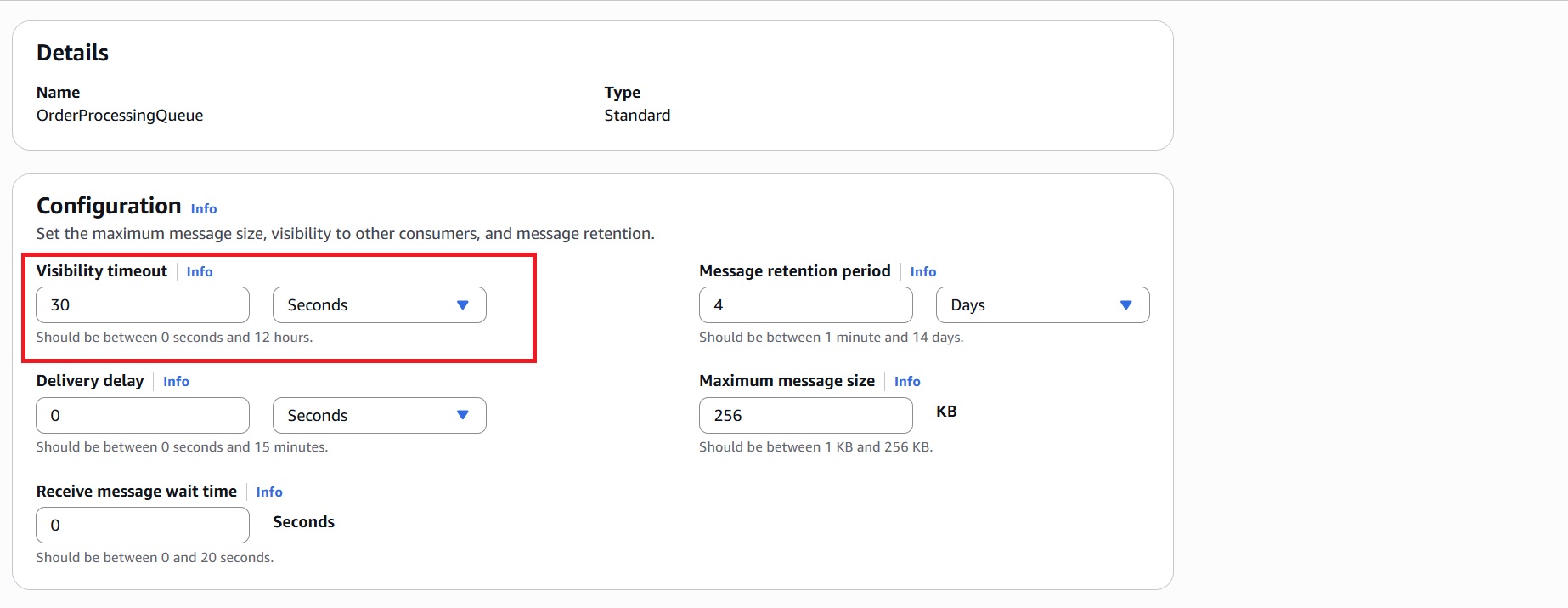 Setting Visibility Timeout For SQS Queue