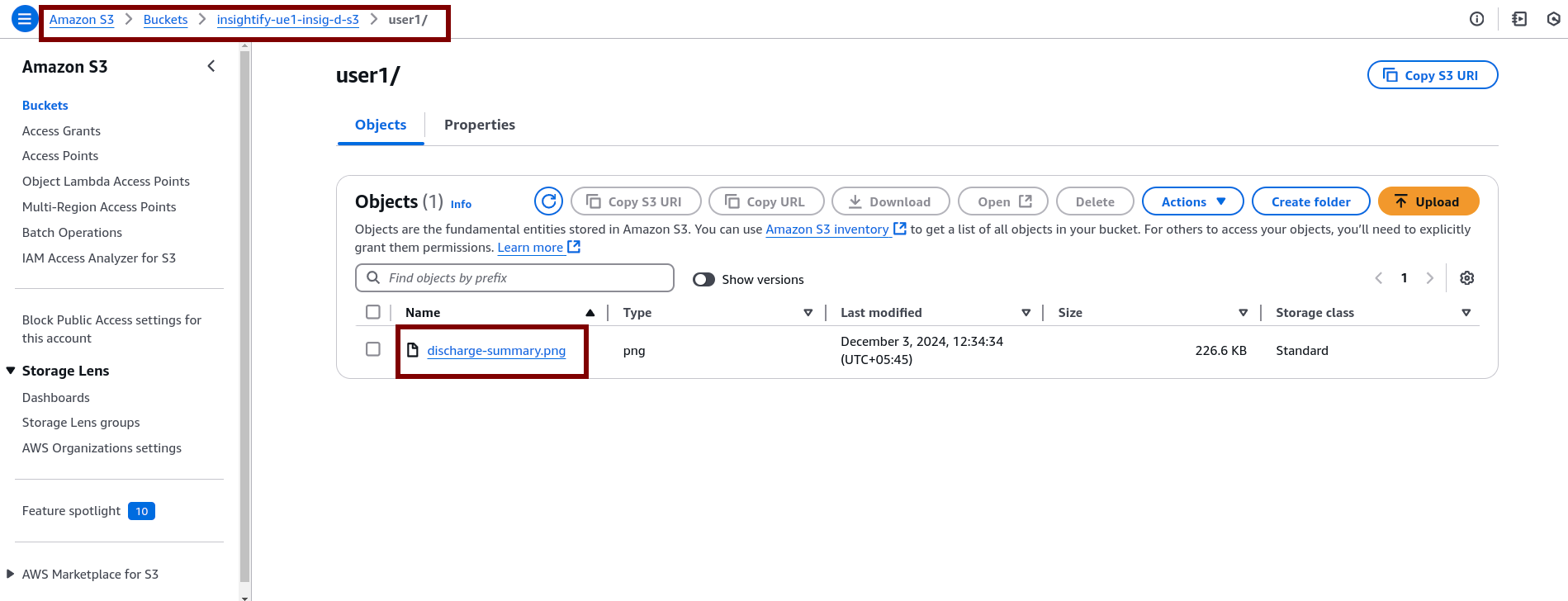 File successfully uploaded to Amazon S3 Bucket