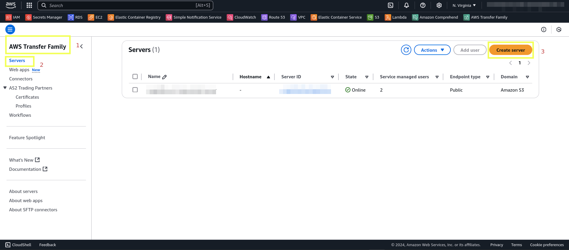 AWS Transfer Family Console