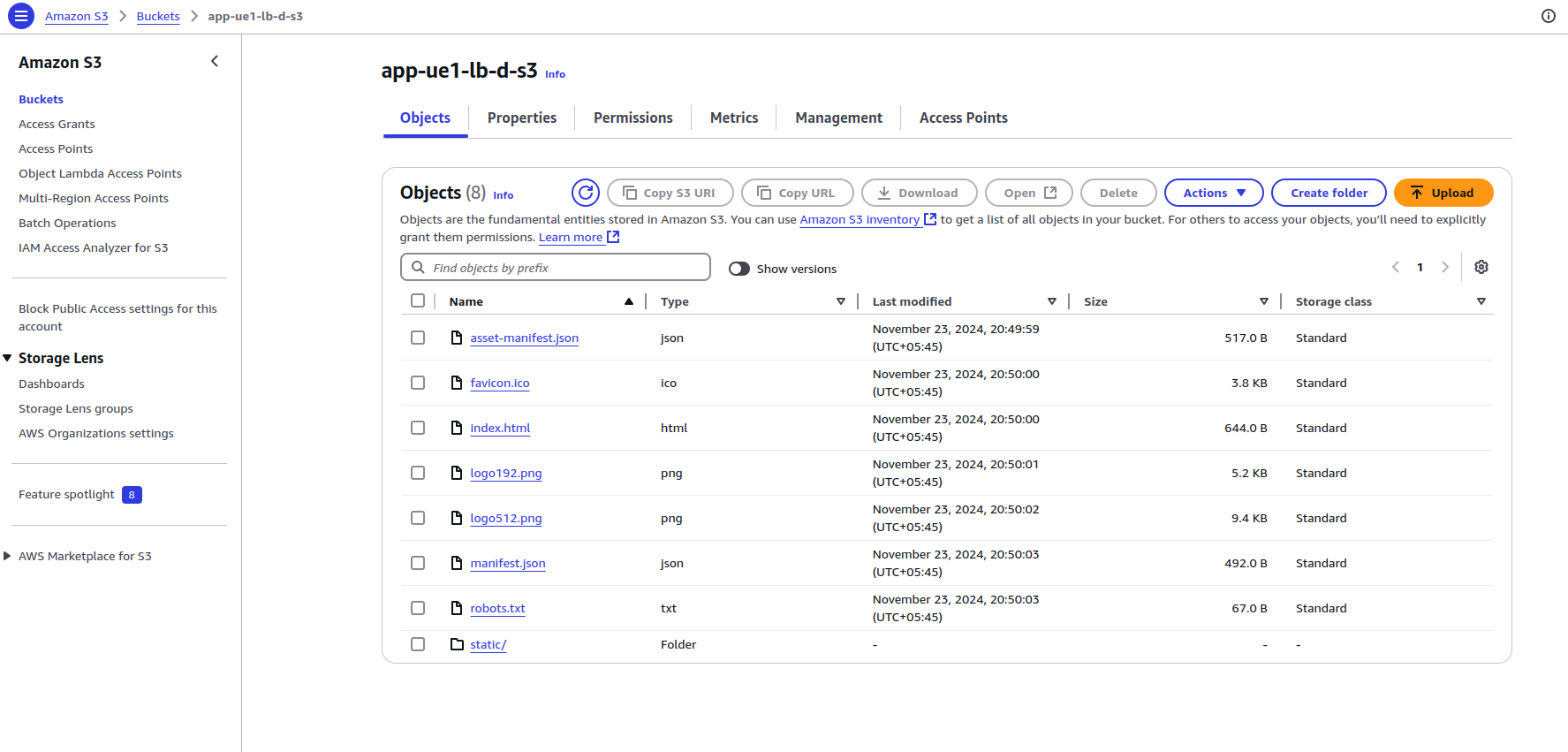 React Static Build Files Uploaded to S3