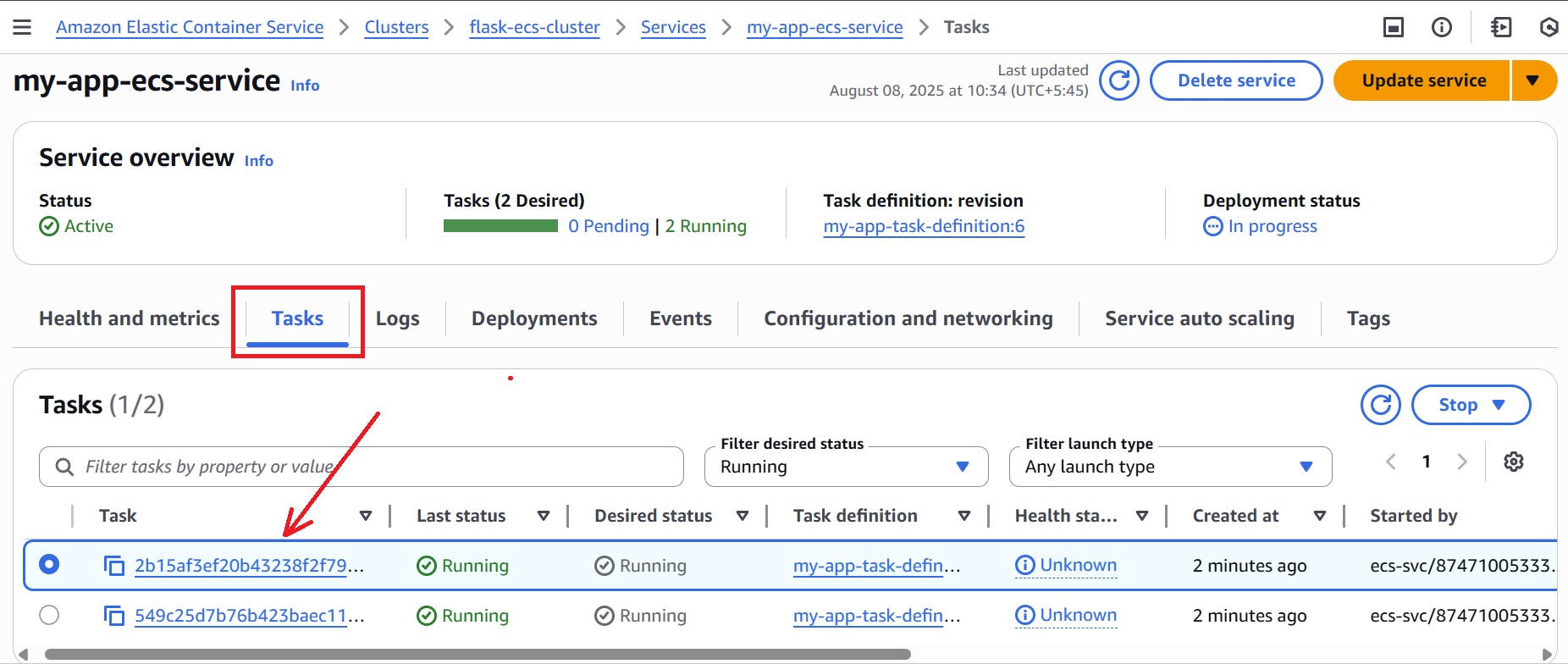 Desired Amount of Running Tasks in the 'Tasks' tab
