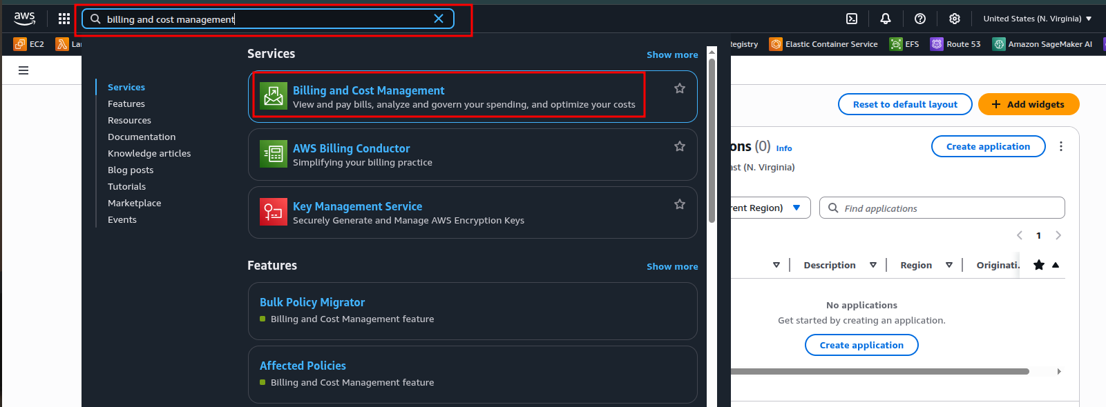 Search for Billing and Cost Management