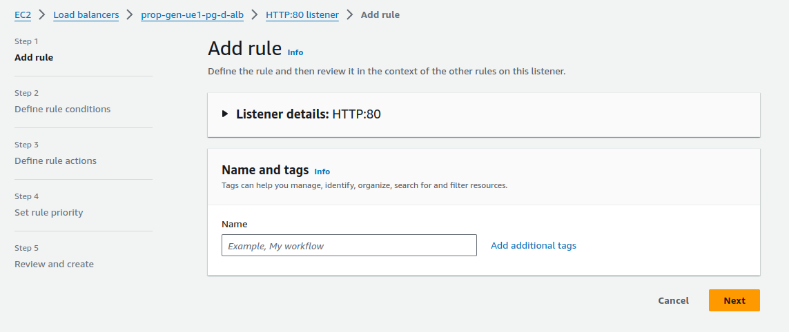 Creating a rule for ALB