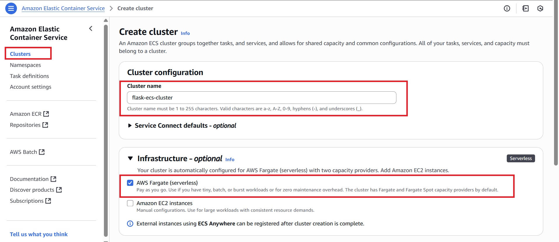 Creating an ECS Cluster For The App